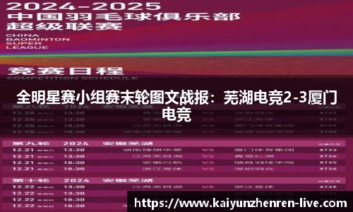 全明星赛小组赛末轮图文战报：芜湖电竞2-3厦门电竞